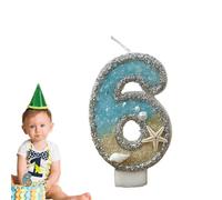 Bougies de gâteau d'anniversaire,bougies d'anniversaire pour gâteau | Bougie de à thème de plage,Décoration de numéro 0-9, bougies de fête, décorations de étoile de mer bleue pour