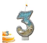 Bougies de gâteau d'anniversaire,bougies d'anniversaire pour gâteau, Bougies d’anniversaire numériques, Décoration de numéro 0-9, bougies de fête, décorations de étoile de mer bleue pour