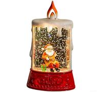 Bougies de Noël à LED en forme de boule à neige, fonctionne à piles, avec paillettes remplies d'eau, décoration de table pour ambiance de vacances (présent vieil homme)