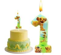 Bougies Décoration Lion, 3D Bougies D'anniversaire, Décoration de Gâteau de Fête à roi Lion, Garçon Bougie 1 ans