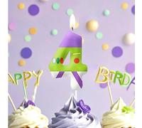 Bougies décoratives pour gâteau d'anniversaire avec thème d'animaux de bande dessinée, numéros 0-9 en violet et vert 7,5,9,2,3,4,6,8,1,0Cire