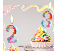 Bougies décoratives pour gâteau d'anniversaire avec thème numérique 0-9 de nuages arc-en-ciel 7,5,9,2,3,4,6,8,1,0Cire