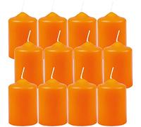 Bougies en cire "Orange" Ø4cm x 6cm (12 pièces) Diamètre de lumignon, en plusieurs couleurs - Fabriqué dans l'UE - Bougies piliers en cire