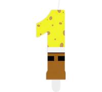 Bougies en éponge jaune en forme de chiffre 1 pour gâteau,décorations de 1er anniversaire de filles et garçons,décorations de fête sur le thème de de dessin jaune animé pour filles et garçons