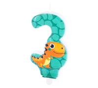 Bougies en forme de chiffre « Dino mignon » avec pied enfichable - Décoration pour anniversaire d'enfant - Environ 11 x 5,5 cm - Décoration de gâteau d'anniversaire pour enfant - Couleur : dinosaure -