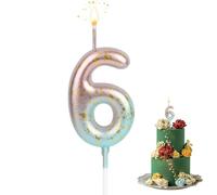 Bougies en forme de chiffre pour 6 ans, bougies d'anniversaire 9D, dégradé de couleurs, bougies d'anniversaire pour enfants et adultes pour anniversaire, fête