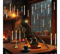 Bougies Flottantes led Magiques à Suspendre avec Baguette, LED Sans Flamme Halloween Bougies Flottante Lumière Chaude Vacillante, Bougie Conique électrique Pour Décoration de Noël