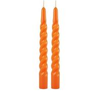Bougies laquées tortillon Ø 2,2 cm H. 21 cm - 3 pièces - Orange (Lot de 2)