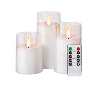 Britesta 3 bougies LED en cire en 3 tailles télécommandées avec photophore transparent
