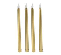Bougies LED Coniques, 4 Pièces, 10 Pouces, Or, Lumière Chaude, Alimenté par Piles, Sans Flamme, pour Noël, Mariage, Anniversaire, Décoration Festive