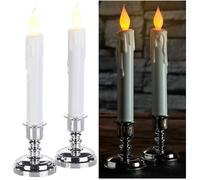 Britesta Set de 2 bougies LED effet flamme vacillante avec chandeliers