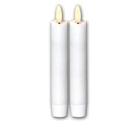 Bougies LED en bâton "flamme", lot de 2, blanc, 15x2cm | Forme de tige à piles avec minuterie de 6 h, flamme vacillante pour chandelier Ø 2 cm - 15 cm de haut, blanc