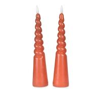 Bougies LED piliers torsadées cire naturelle Opjet (x2) Orange TU