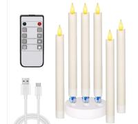 Bougies LED Rechargeables HC-022S avec Télécommande, Pack de 6, Blanc Chaud