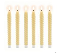 Bougies LED Relaxdays lot de 6 HxD: 25 x 2 cm flamme vacillante cire véritable torsadées sans flamme beige