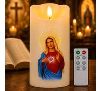Bougies LED, Sans Flamme Bougie de l' Église Vacillante Sacré Cœur Maria | Bougies de dévotion catholiques,fonctionnant à piles, décoration inspirante pour baptême, église, autel, condoléances