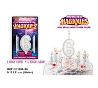 bougies chiffre 6 mèche magique 11cm blanc - sud trading cd1896+06 Blanc G