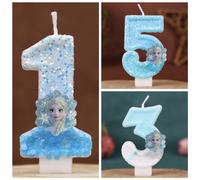 Bougies numériques en forme de flocon de neige Princesse Elsa de dessin animé, chiffres 0-9, pour gâteau d'anniversaire, décoration de fête de Noël et de baby shower 1