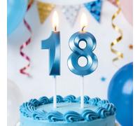Bougies numérotées de 0 à 9 en forme de coquillage bleu, décorations de gâteau pour anniversaire, fête Cire