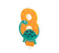 Bougies numérotées * Dino doux * avec pied pour décoration pour anniversaire d'enfant | env. 11 x 5,5 cm | T-Rex Dinosaure Décoration de gâteau d'anniversaire pour enfants Bougie d'anniversaire