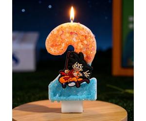 Bougies numérotées Dragon Ball 0-9 avec confettis scintillants, décoration de gâteau d'anniversaire, thème Goku, cadeau pour les fans la zhu-6