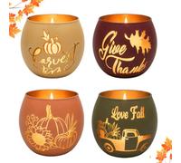 Bougies Parfumée d'Automne Coffret,4 PCS Bougie Automne | Décoration de Bougeoir de Table,Bougie Parfumées Cadeau,Autumn Fall Scented Candle pour Femme Maman