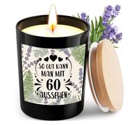 Bougies parfumées à la lavande de 60 ans - Cadeau idéal pour un 60e anniversaire - Idéal comme cadeau d'anniversaire pour femme homme maman papa grand-père collègue