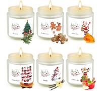 Bougies parfumées, coffret de 6 bougies de Noël en verre, 100% cire de soja | Jusqu’à 150 h pour salon, chambre et soirées d’hiver; cadeau de Noël, anniversaire et Secret Santa pour femme, maman et amis