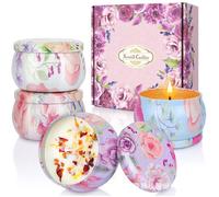 Bougies Parfumées - NETBOAT - Lot de 4 - Cire de Soja - Parfums Variés - Cadeau Romantique