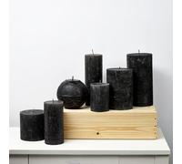 Bougies piliers noires de luxe Cactula – Coffret de 7 – Différentes tailles – Sans parfum – Fabriquées à la main en Europe