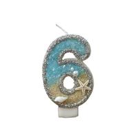 Bougies pour gâteau,bougies pour anniversaire | Bougies d’anniversaire sur le thème de la plage, de fête étoile de mer bleue numéro 0-9, décoration de gâteau pour fêtes d'anniversaire, annivers
