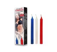 Bougies SM à cire chaude (3 pièces) - Bleu, blanc et rouge