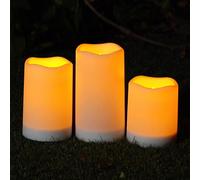 Bougies solaires sans flamme étanches pour l'extérieur, bougies électriques à LED de type pilier, convient pour les lanternes, le porche, avec capteur crépuscule-aube automatique, set de 1/2/3 pièces