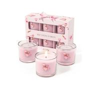 Bougies votives parfumées - CHILLFLAME - Lot de 6 - 400 g - Coffret rose - Parfum floral
