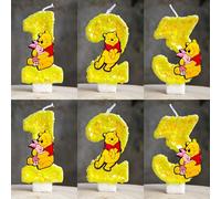 Bougies Winnie l'ourson mignonnes, numéro de fête à thème 0-9, décoration de gâteau d'anniversaire pour enfants, décoration de réception-cadeau pour bébé, fournitures de fête B 3