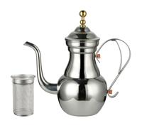 Bouilloire à Filtre à Café 1,5 L en Acier Inoxydable, Style Oriental | Contrôle Précis du Versement, Tamis Intégré, Résistance à Haute Température, Nettoyage Facile, Argenté