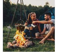 Bouilloire à goulasch hongroise, marmite en émail de 10l avec couvercle, ensemble de trépieds, grill
