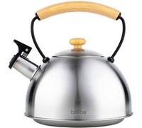 Bouilloire à Induction Théière Sifflet 2,3L Acier Inox. Retro, Poignée en Bois Briebe Wooden Inox 15 G
