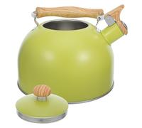 Bouilloire à Sifflet 2,5 L en Acier Inoxydable Jaune pour Cuisinière | Poignée Effet Bois Ergonomique, Bec Droit, Large Ouverture, Chauffage Homogène, pour Thé, Café et Invités