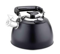 Bouilloire à thé de 3,5 l avec thermomètre, théière en acier inoxydable 304 avec poignée pliable anti-chaleur, théière sifflante pour toutes les sources de chaleur (noir)