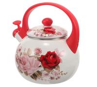 Bouilloire à Thé Émaillée Rouge 2,2 L, Poignée Confortable | Design Élégant, Grosse , Usage sur Cuisinière à Gaz ou Induction, Cuisine et Service