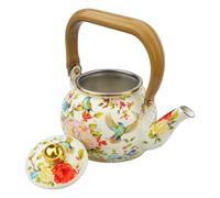 Bouilloire à thé en émail Bouilloire À Lait Vintage Pour Induction 1,2 L | Théière Oiseaux Fleurs Boho Hommes Adultes Aînés Collectionneurs Maison Bureau Appartement Dortoir Cuisine Camping