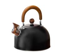 Bouilloire avec sifflement - Style de bar familial en acier inoxydable noir de 3 L, poêle avec manche en bois | à induction de gaz de la chaudière à eau