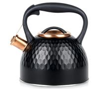 Bouilloire - Bouilloire à sifflet pour plaque de cuisson - Acier inoxydable - 2,5 litres - Noire - Pour le thé et l'eau chaude