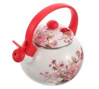 Bouilloire Domestique Émaillée 2,2 L Rouge pour Cuisinière | Poignée Confortable, Finition Solide, Style Nordique Élégant, Usage Intérieur, Théière Compacte, 2,2 L