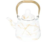 Bouilloire Émaillée 1,1 L, Théière Chinoise à Fond Plat pour Thé | Motif Marbré, Anse Anti Brûlure, Bec Large, Versement Fluide, Adaptée au Lait, Infusion Verte, la Cuisine, Restaurant
