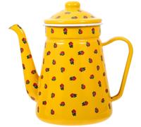 Bouilloire émaillée rétro de 15 litres avec poignée, design élégant, couleur jaune, idéale pour la cuisine, le camping et le thé à la maison