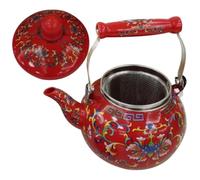 Bouilloire Émaillée Rouge 2,2 L pour Cuisinière, Bec Lisse | Placement Stable, Compatible Gaz et Électrique, Accessoire Filtre Inclus, Légère, Voyage et Camping Style Aléatoire
