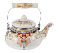 Bouilloire Émaillée Vintage Imprimée 2,5 L, Versement Précis pour Eau | Émail Robuste, Bec Étroit, Poignée Arquée, Usage Domestique, Boissons Chaudes, Thé, la Cuisine