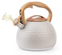 Bouilloire en acier inoxydable, 3 litres, induction, sifflet, couleur beige